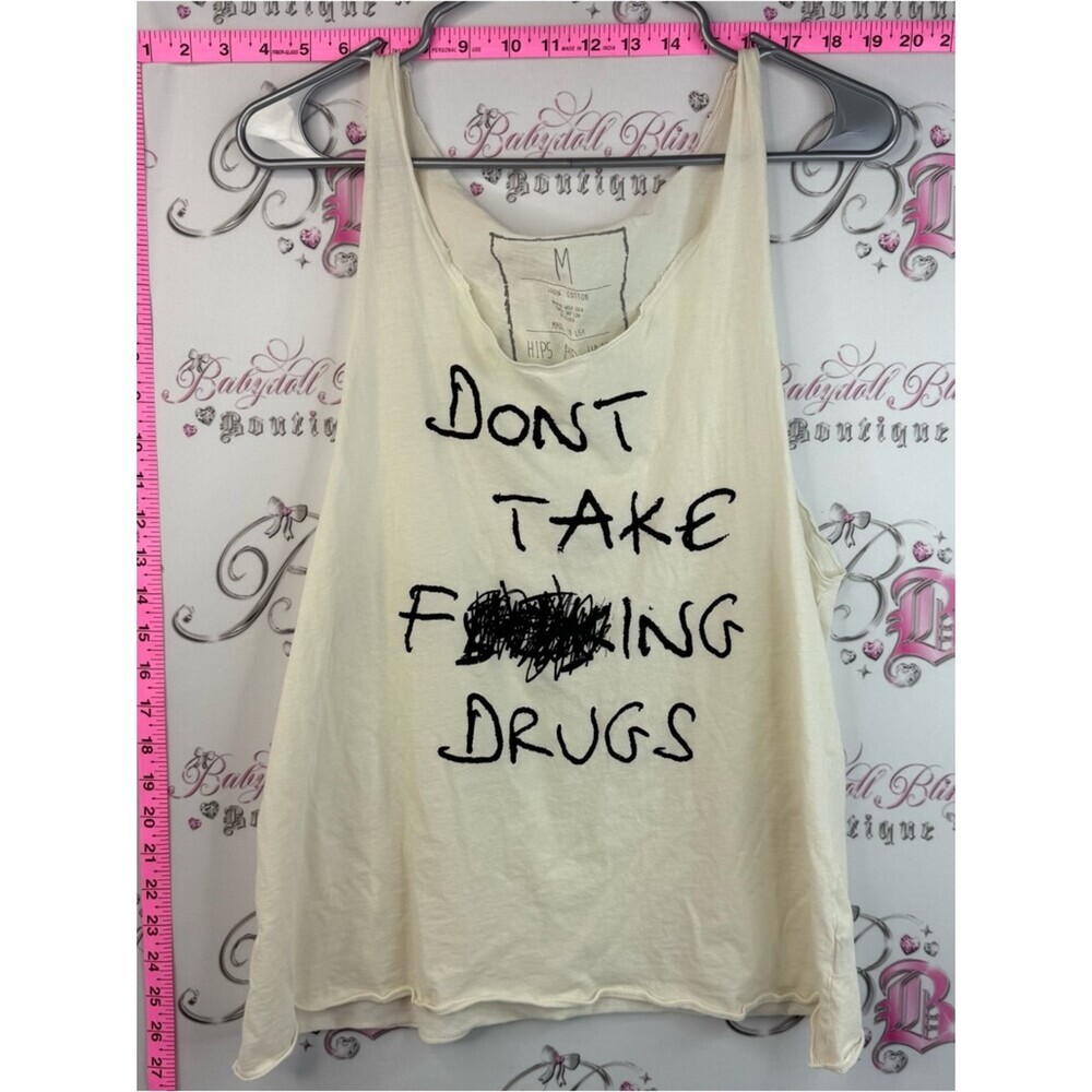 Hips and hair tank top white black Cream Graphic Tank Top - 'Don't Take Drugs'